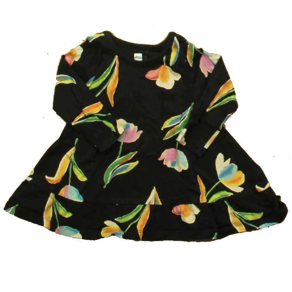 Tea Collection Girls Black Floral Dress size: 6-9 Months